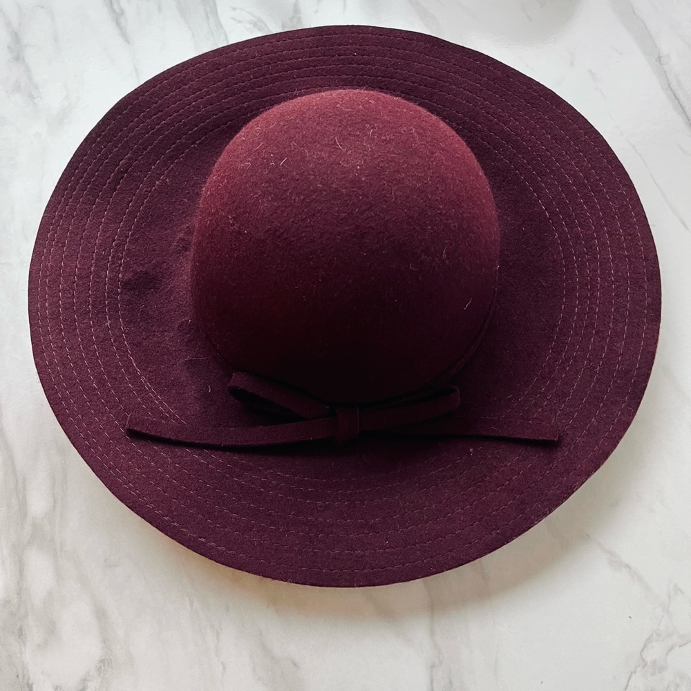 SALE - Maroon Wool Hat with Bow!